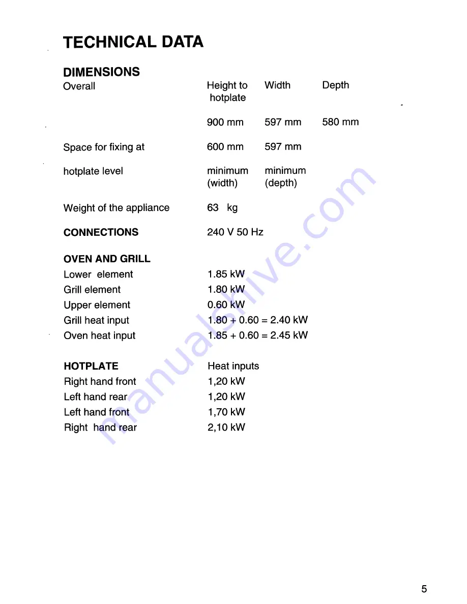 Tricity Bendix 3100C Operating And Installation Instructions Download Page 7