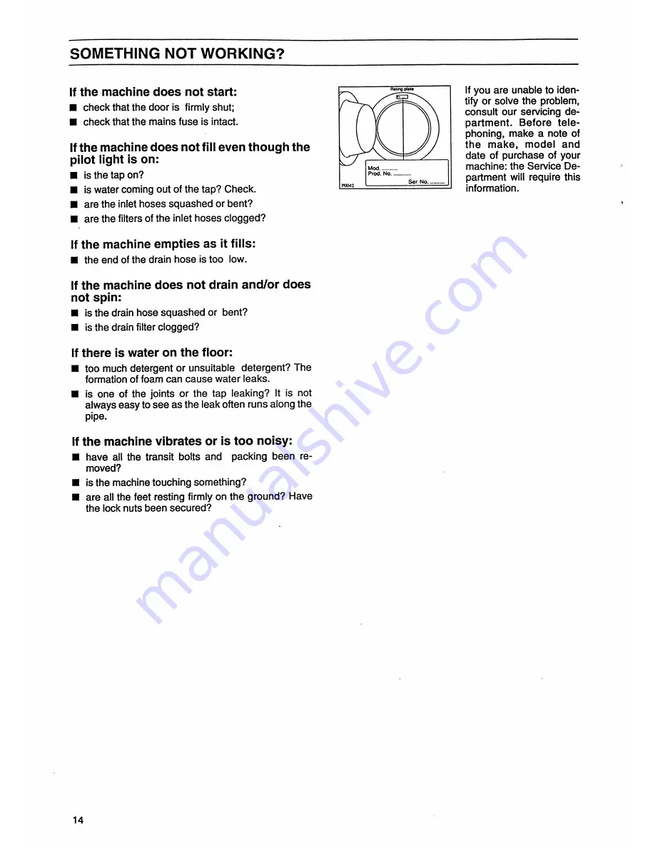 Tricity Bendix Autowasher 1200 Operating And Installation Instructions Download Page 14