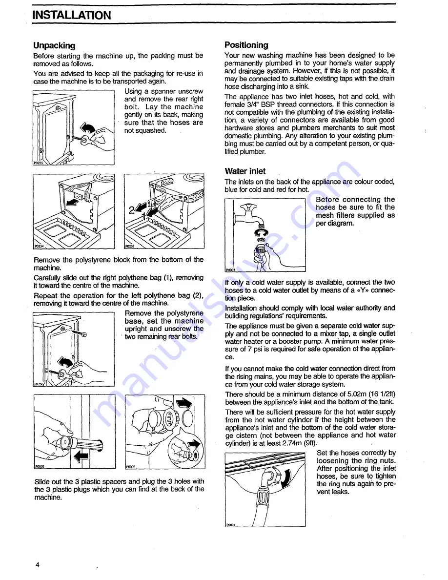 Tricity Bendix AW 405 Operating And Installation Instructions Download Page 4