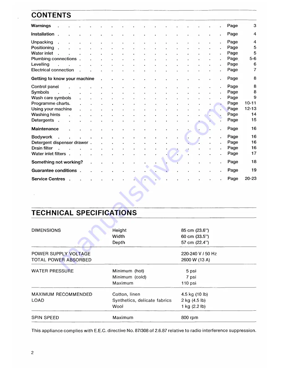 Tricity Bendix AW 410 Скачать руководство пользователя страница 2