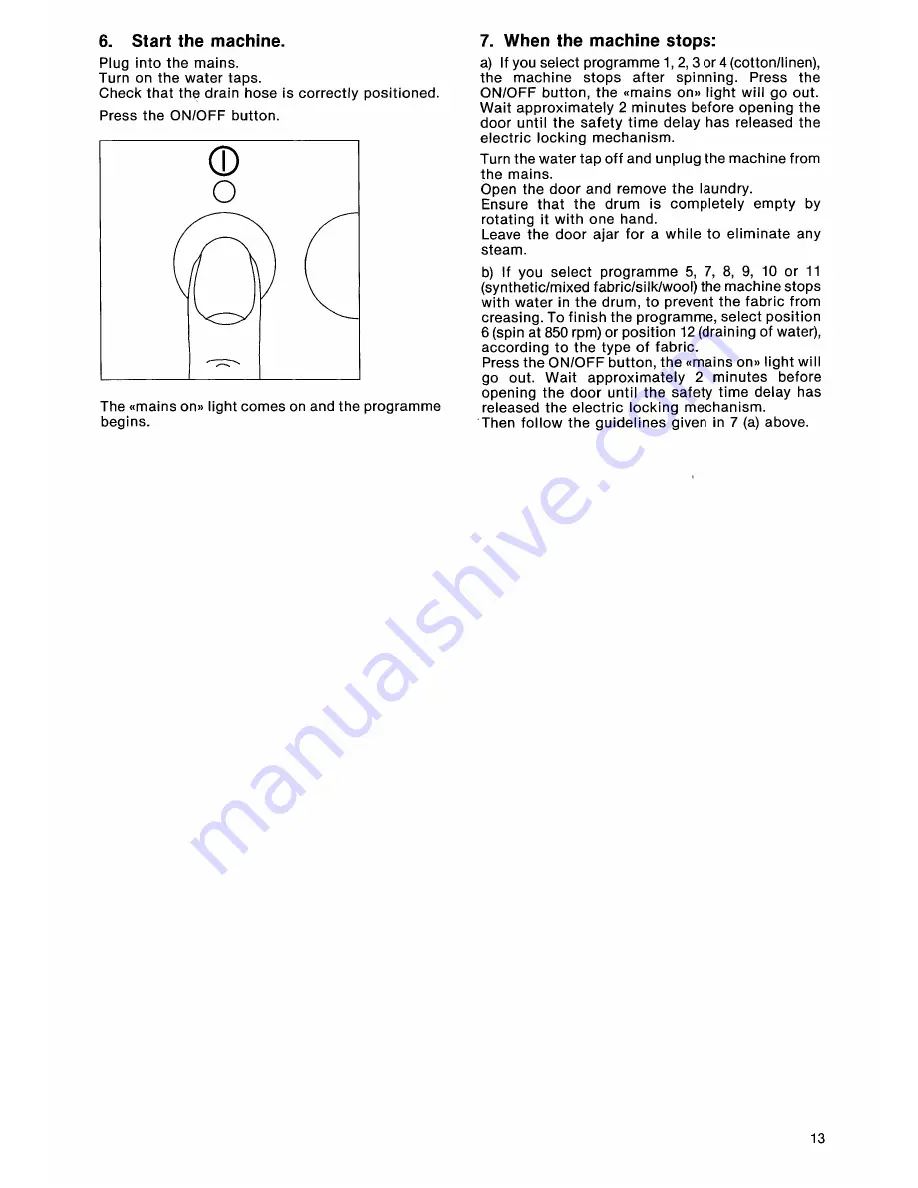 Tricity Bendix AW 460 Operating And Installation Instructions Download Page 13