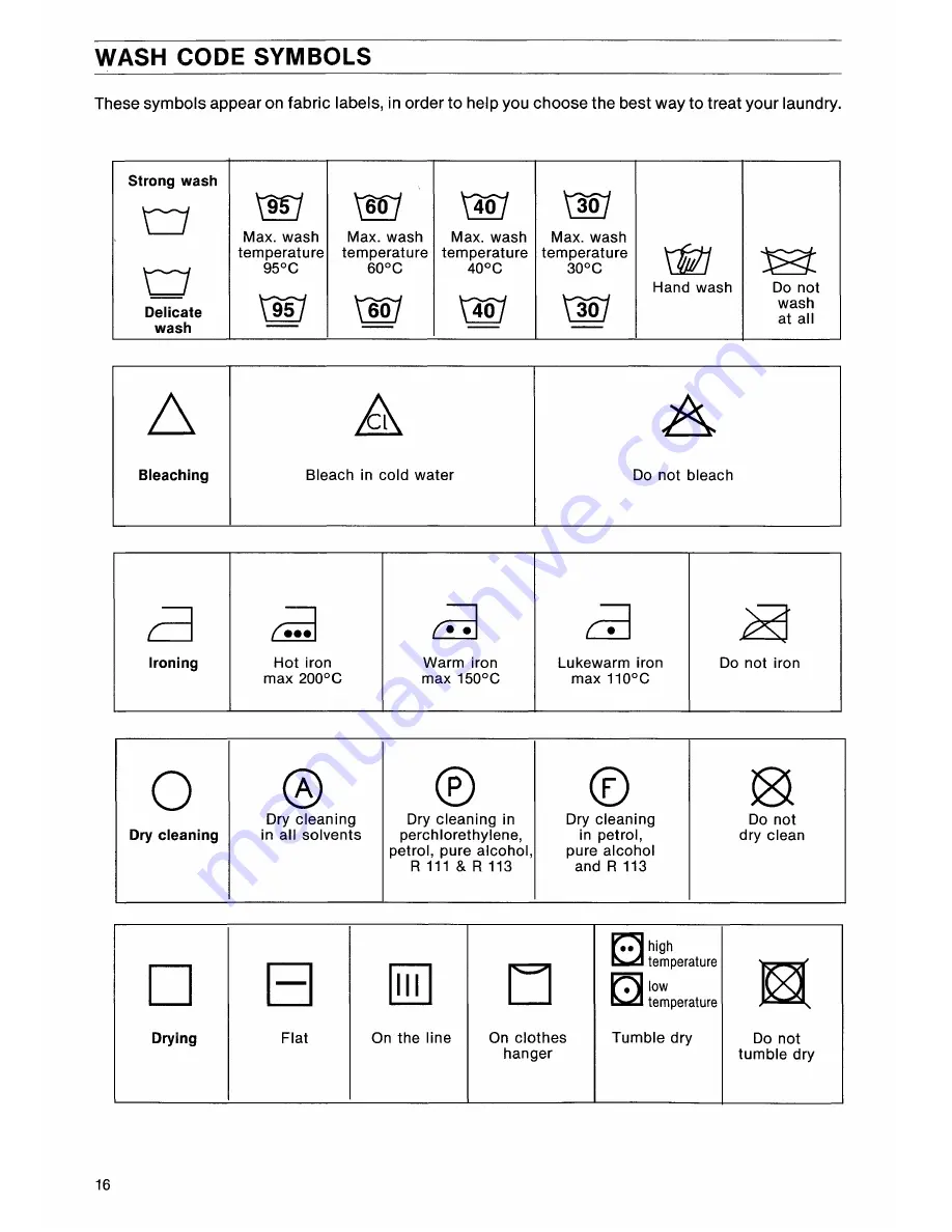 Tricity Bendix AW 460 Operating And Installation Instructions Download Page 16