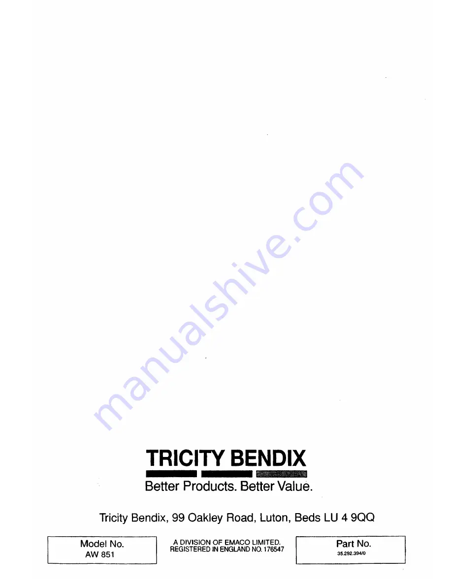 Tricity Bendix AW 851 Скачать руководство пользователя страница 20