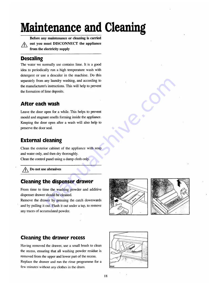 Tricity Bendix AW1053W Operating And Installation Instruction Download Page 18