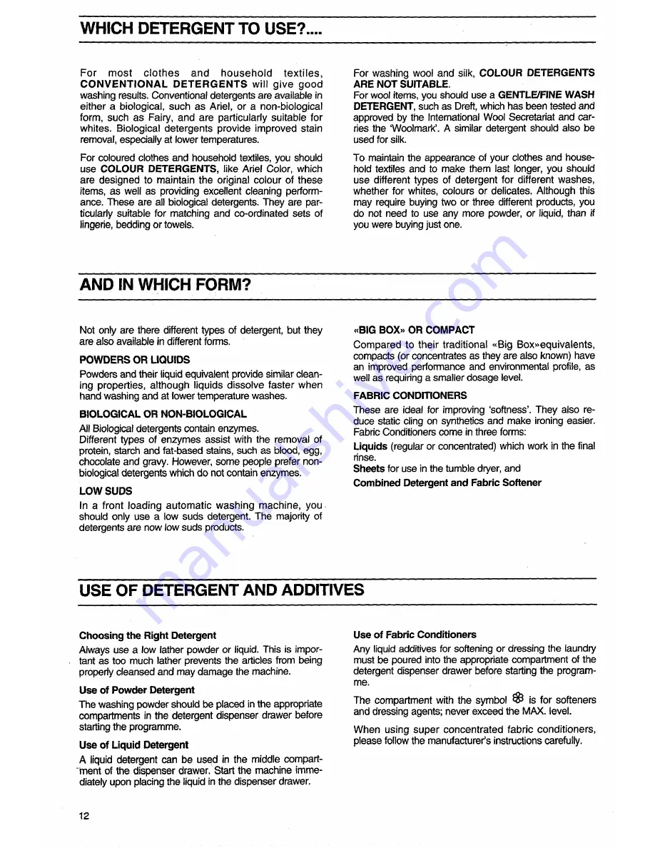 Tricity Bendix AW660 Operating And Installation Instructions Download Page 12