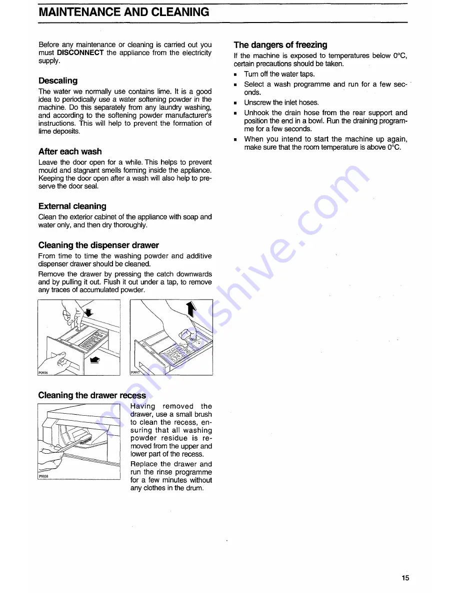 Tricity Bendix AW660 Operating And Installation Instructions Download Page 15