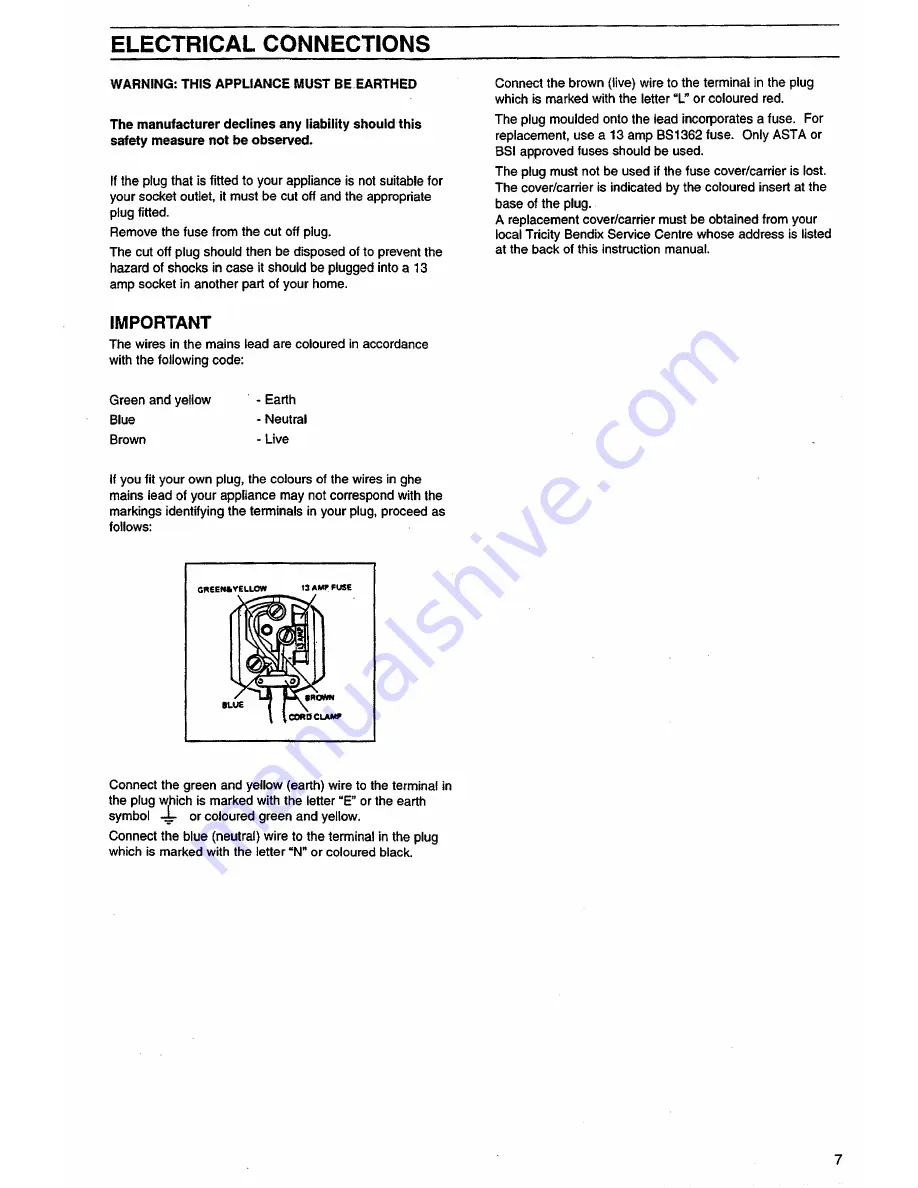 Tricity Bendix AW871 Скачать руководство пользователя страница 6