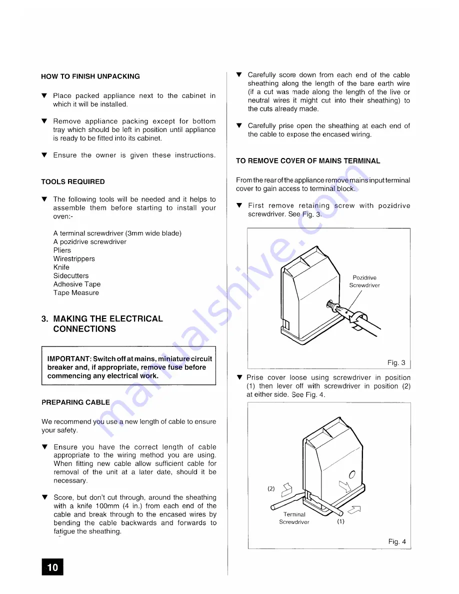 Tricity Bendix Bedale Operating And Installation Instructions Download Page 10