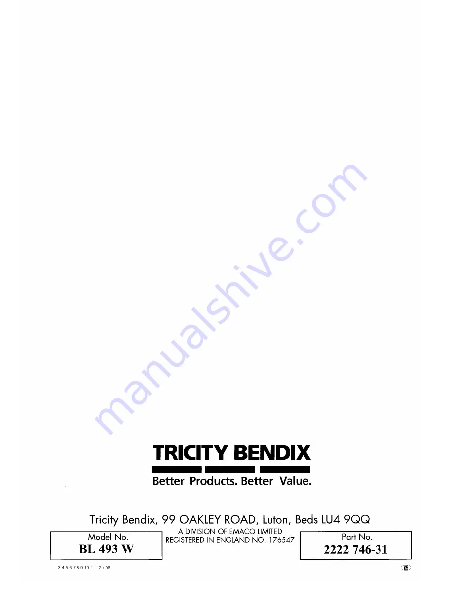 Tricity Bendix BL 493 W Operating And Installation Instructions Download Page 20