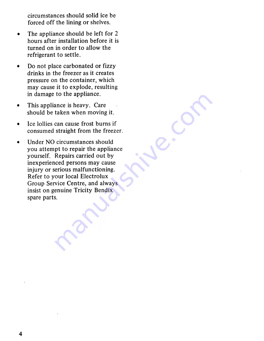 Tricity Bendix BM 190 Instructions For Use And Care Manual Download Page 4