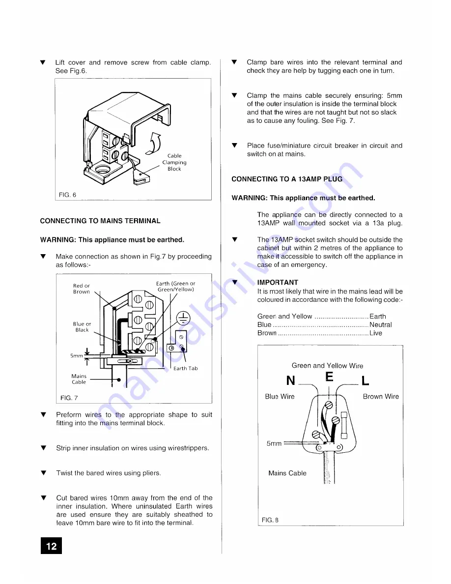 Tricity Bendix CHEVIOT Operating And Installation Manual Download Page 12