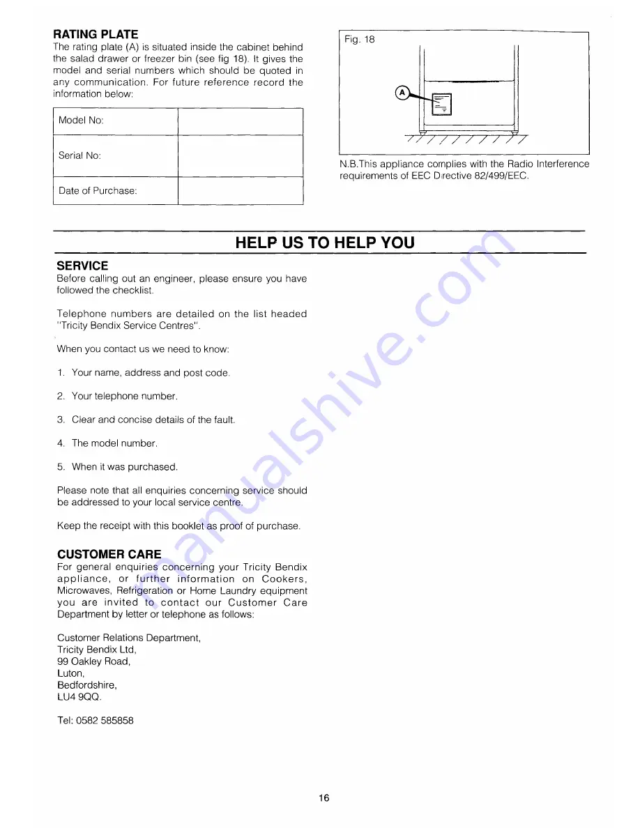 Tricity Bendix CPD81 AL Operating And Installation Instructions Download Page 17