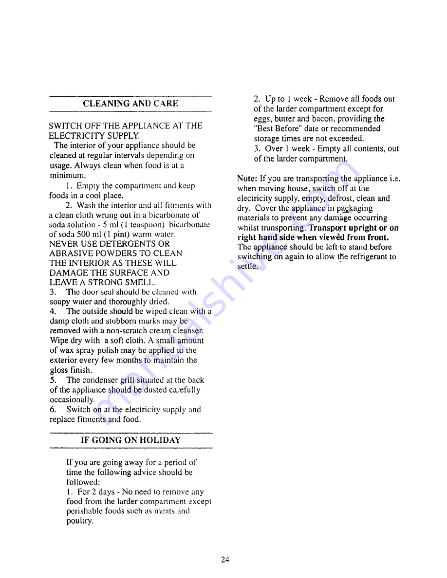 Tricity Bendix CPD8AL Operating & Installation Instructions Manual Download Page 25