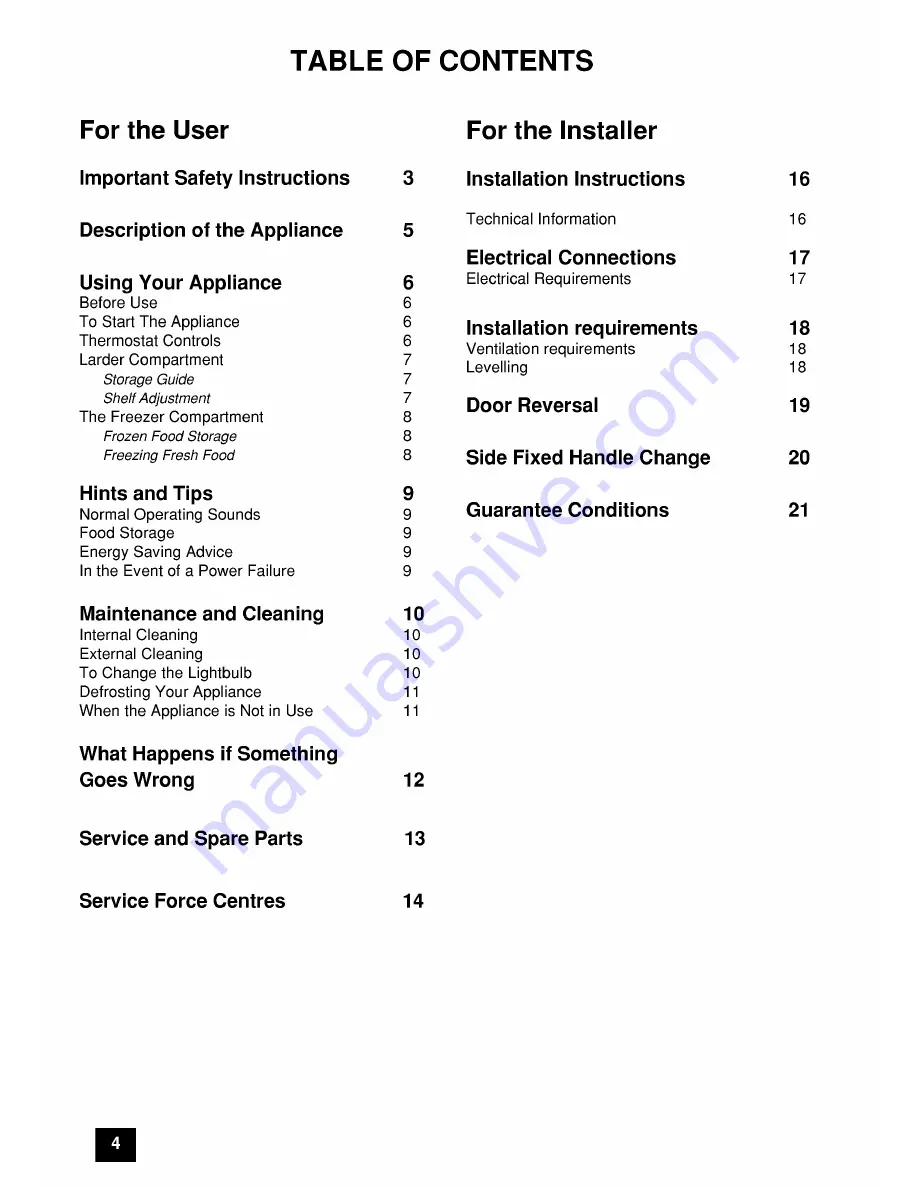 Tricity Bendix ECD936 Installation And Instruction Manual Download Page 4