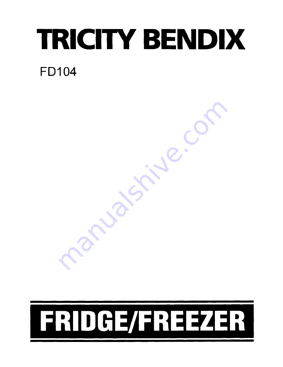 Tricity Bendix FD104 Instruction Booklet Download Page 1