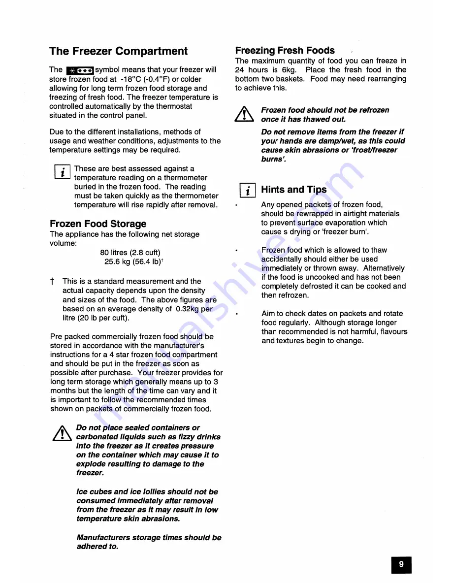 Tricity Bendix FDF107GR Installation And Instruction Manual Download Page 9