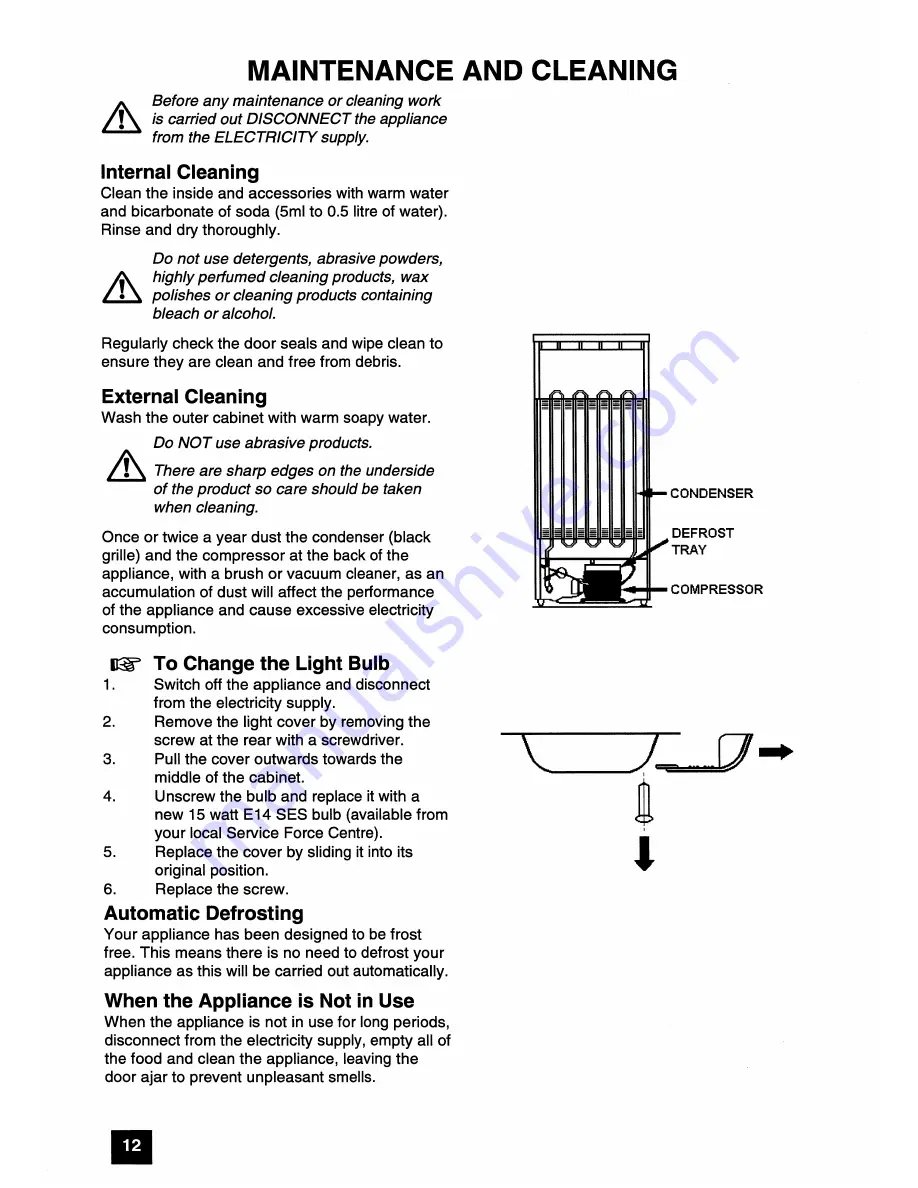 Tricity Bendix FDF107GR Installation And Instruction Manual Download Page 12