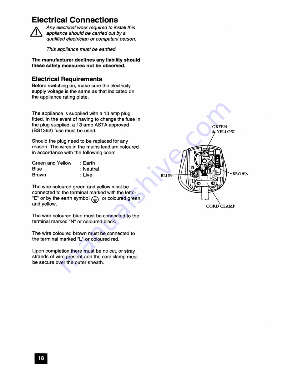 Tricity Bendix FDF107GR Installation And Instruction Manual Download Page 18