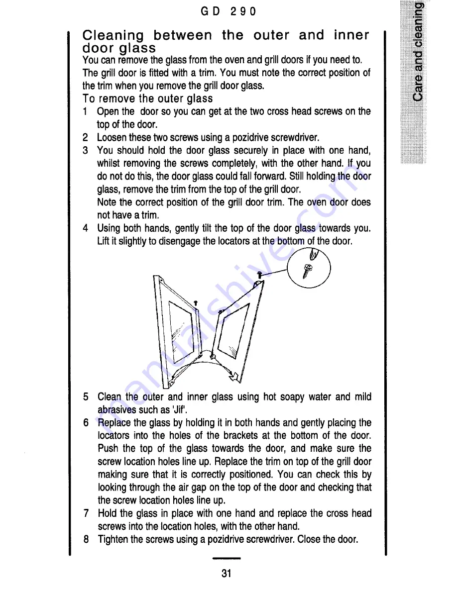 Tricity Bendix GD 290 Operating Instructions Manual Download Page 31