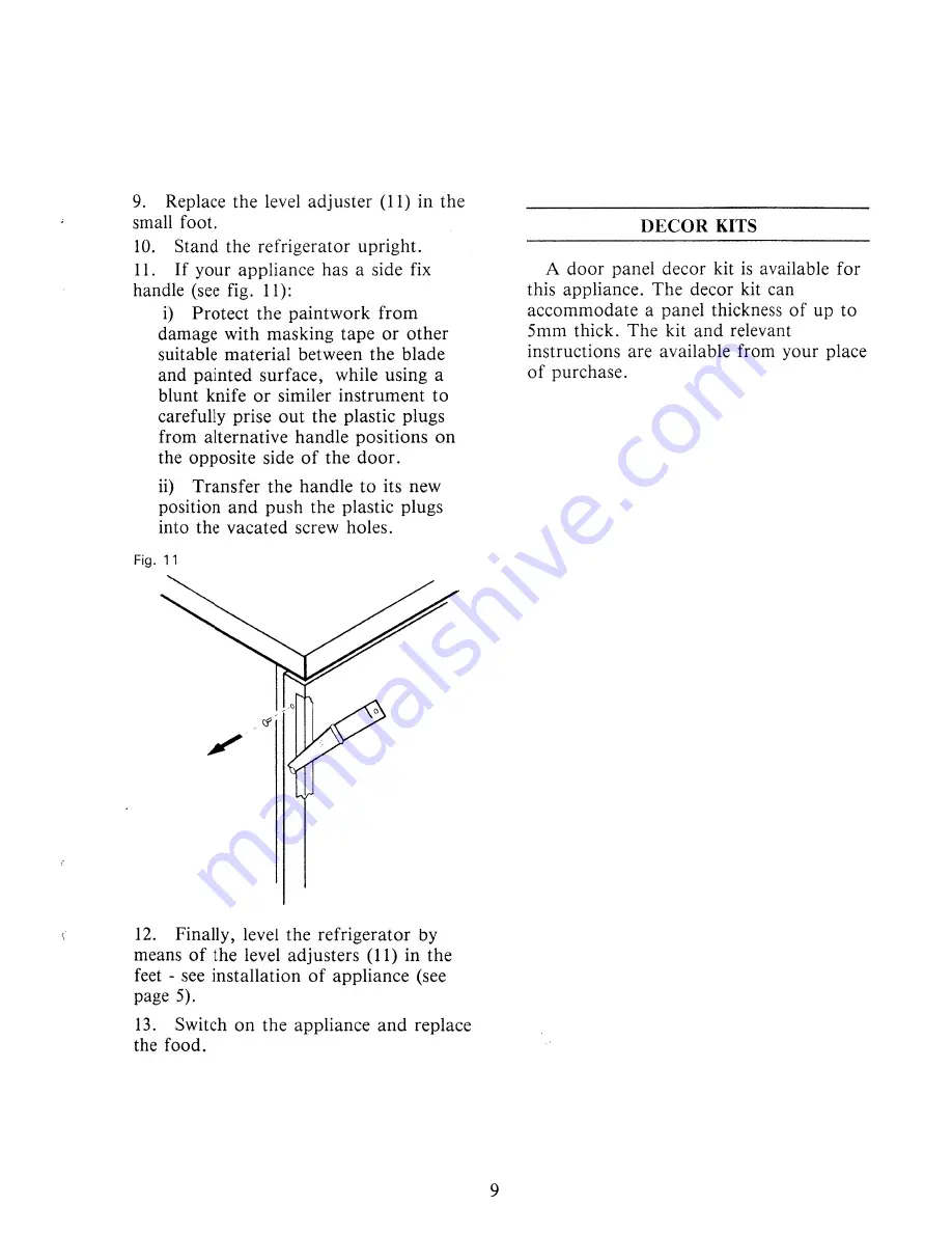 Tricity Bendix Larder Refrigerators Operating And Installation Manual Download Page 10