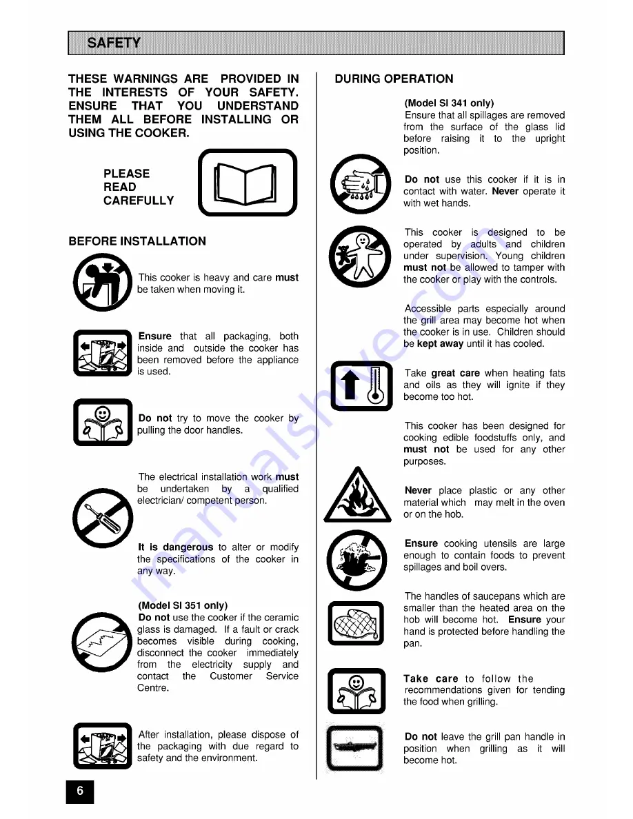 Tricity Bendix SI 351 Operating And Installation Instructions Download Page 6