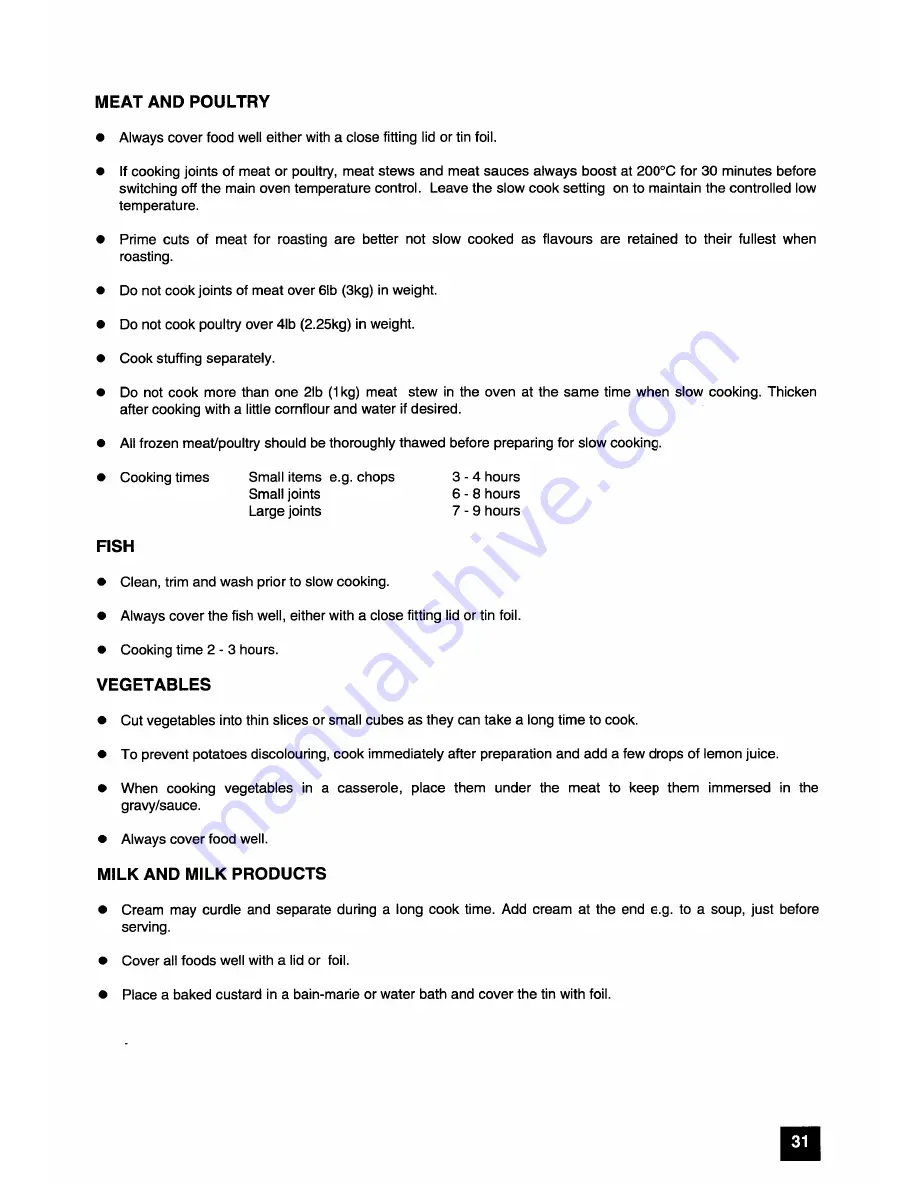 Tricity Bendix SI 520 Operating And Installation Instructions Download Page 31