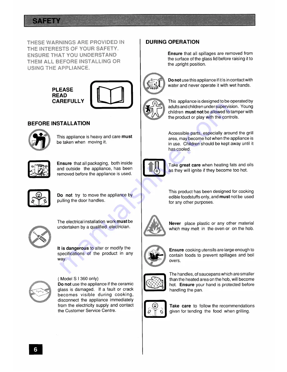 Tricity Bendix SI340 Operating And Installation Instructions Download Page 6