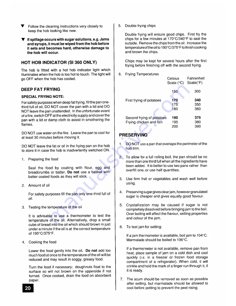 Tricity Bendix SI340 Operating And Installation Instructions Download Page 20