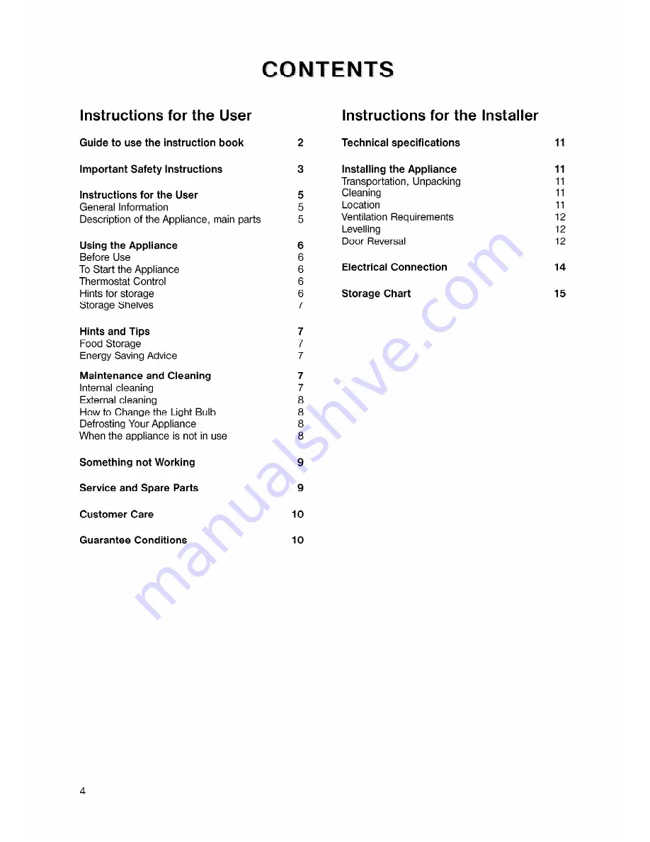 Tricity Bendix TB 57 L Operating & Installation Instructions Manual Download Page 4