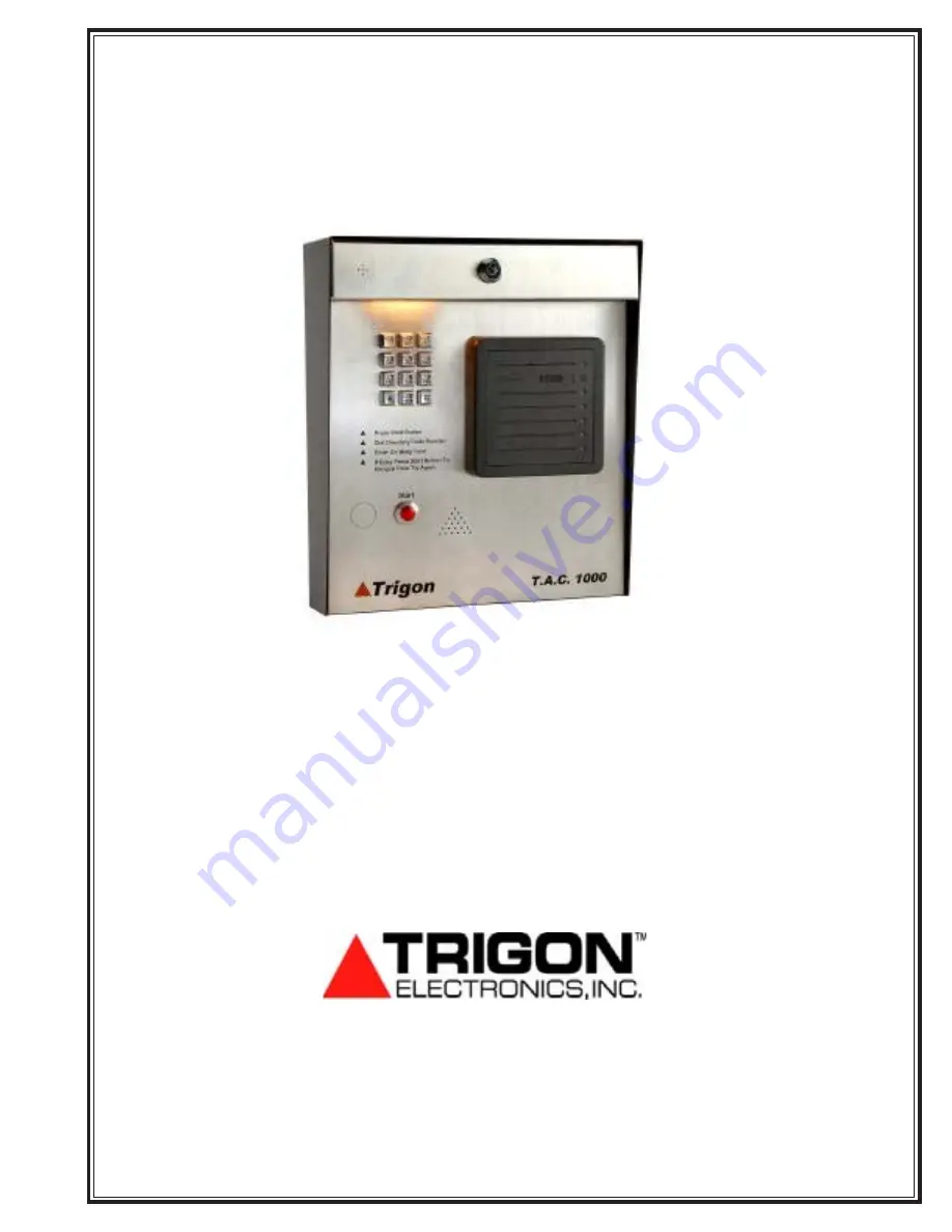 Trigon T.A.C. 1000 Installation And Operation Instructions Manual Download Page 1