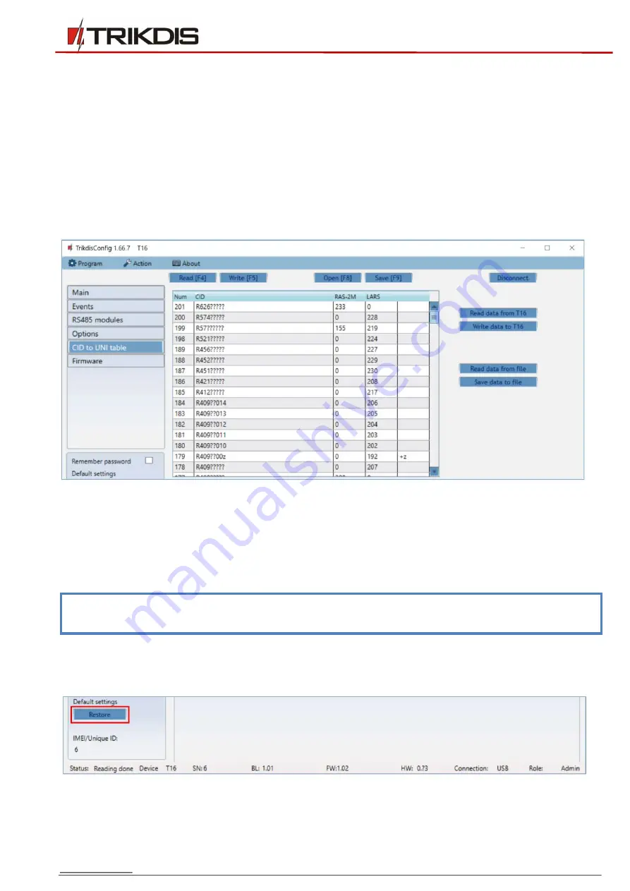 Trikdis T16 Series Installation Manual Download Page 20