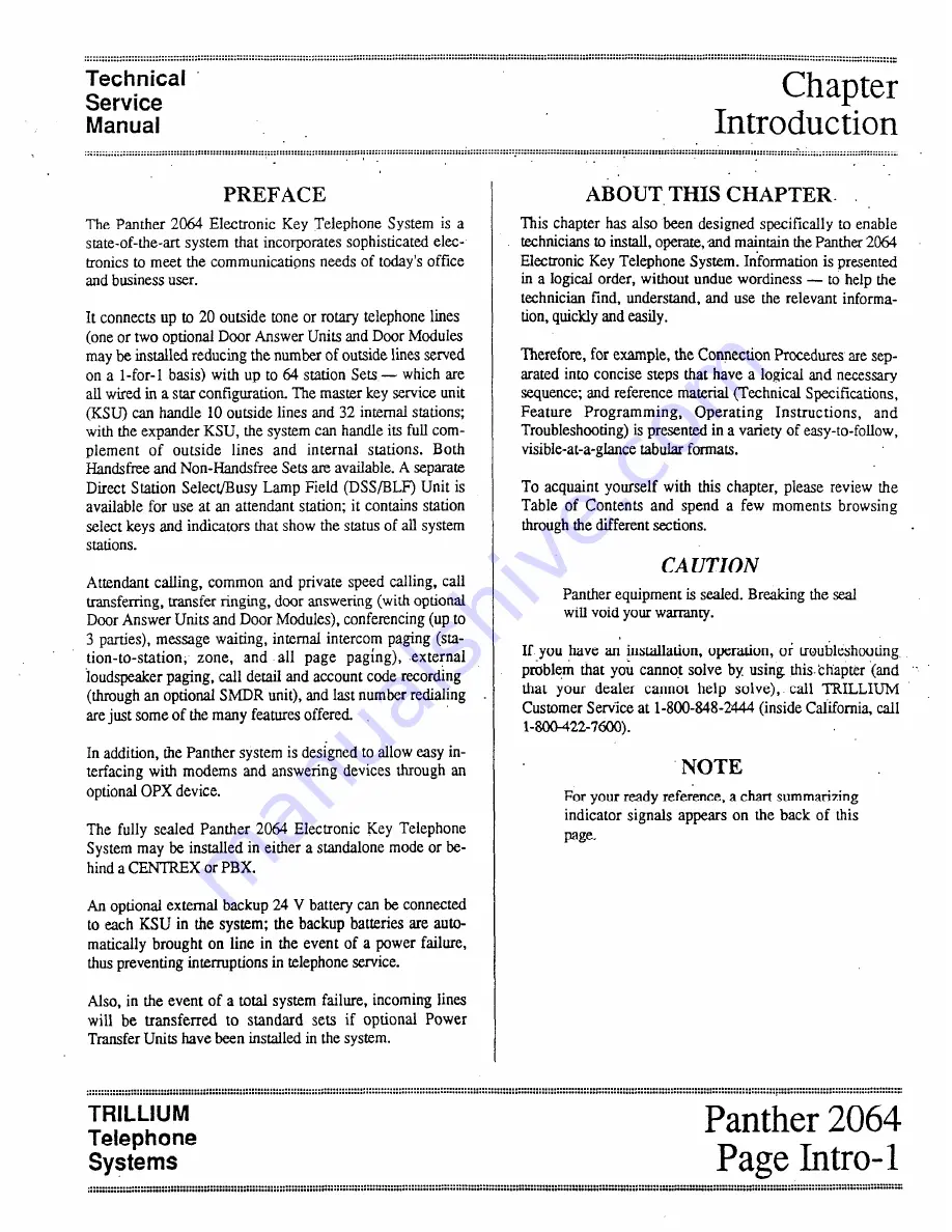 Trillium Panther II 2064 Technical & Service Manual Download Page 5