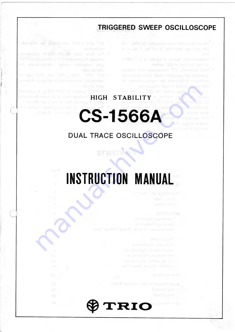 Trio CS-1566A Instruction Manual Download Page 1