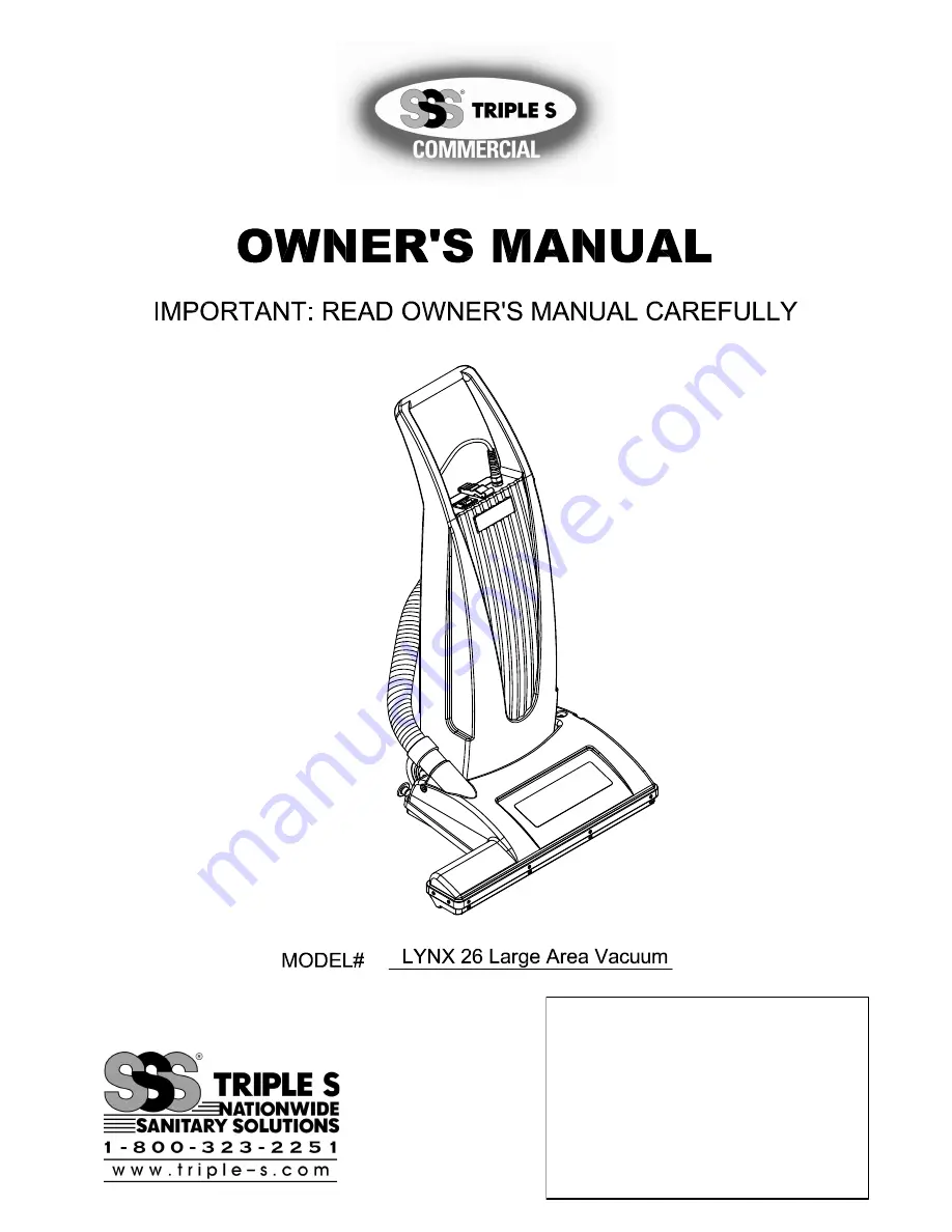 Triple S LYNX 26 Owner'S Manual Download Page 1