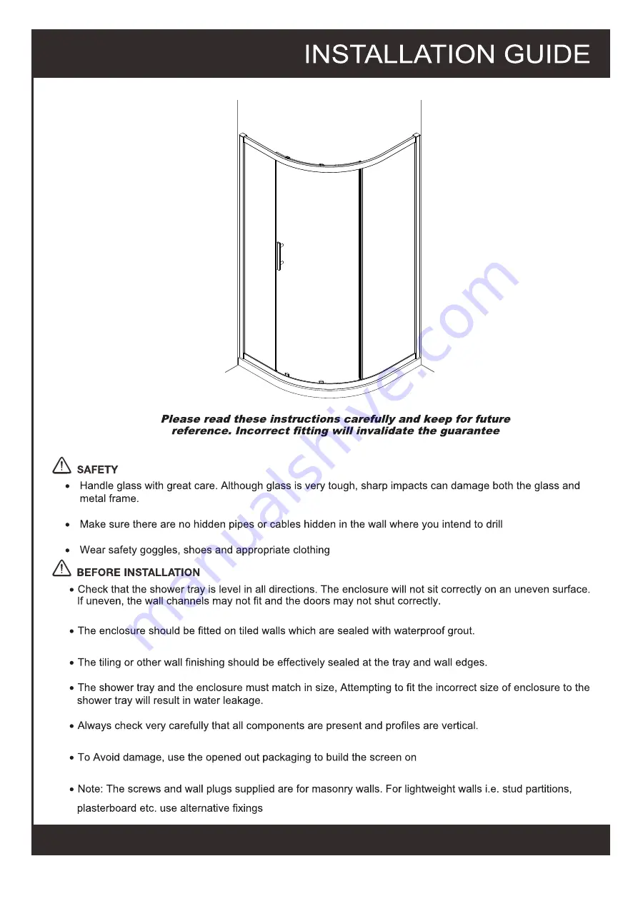 Triton 1 DOOR QUADRANT Installation Manual Download Page 1