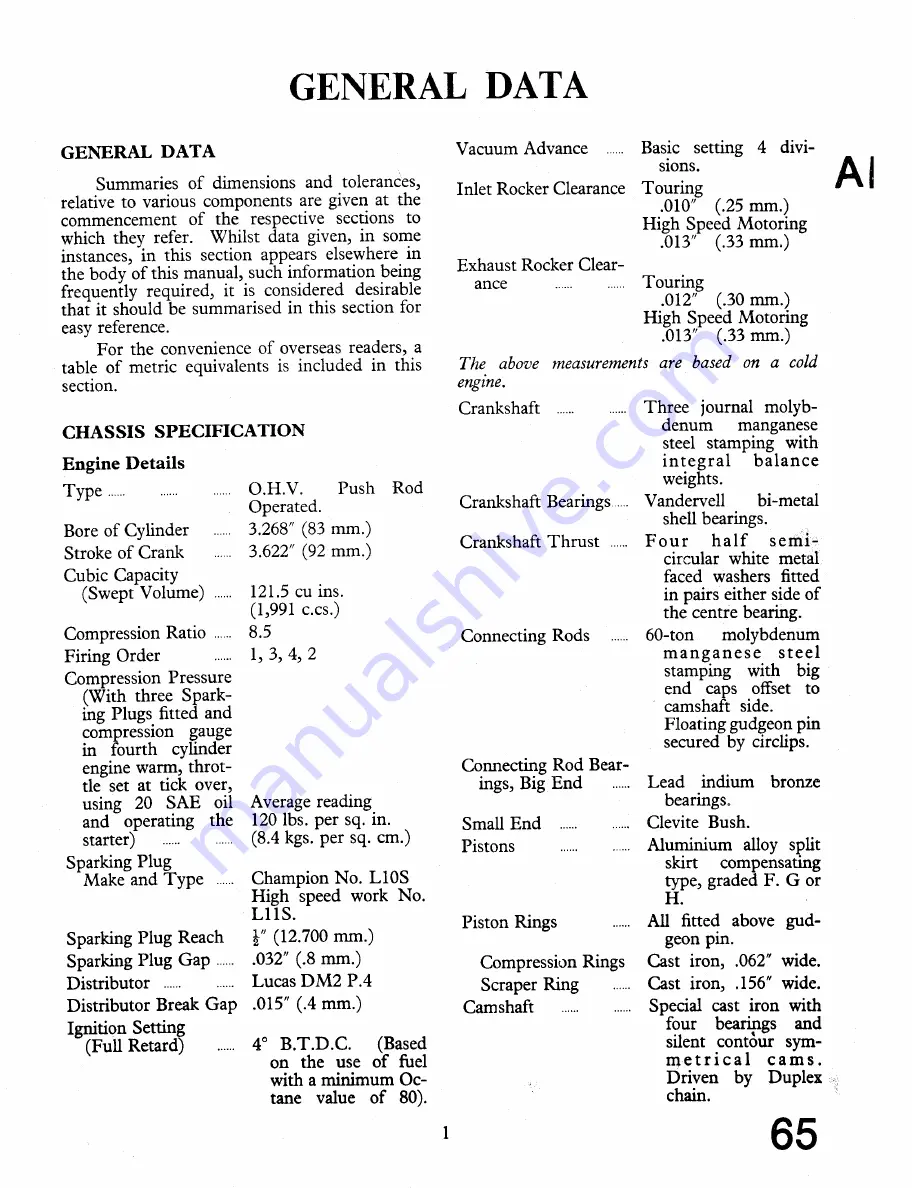 Triumph 1953 TR2 Service Manual Download Page 65