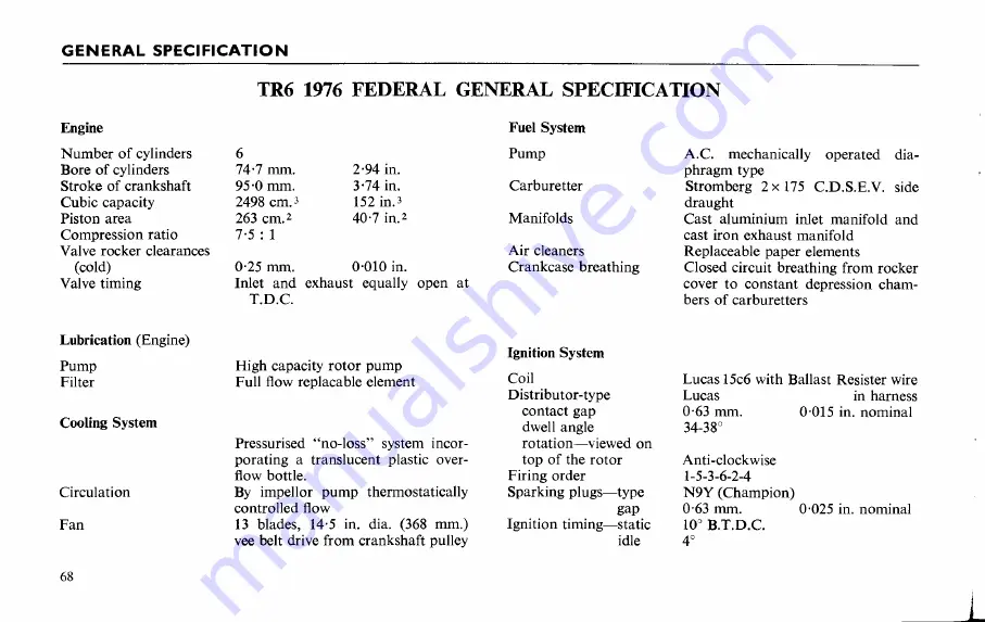 Triumph TR6 1976 Handbook Download Page 72