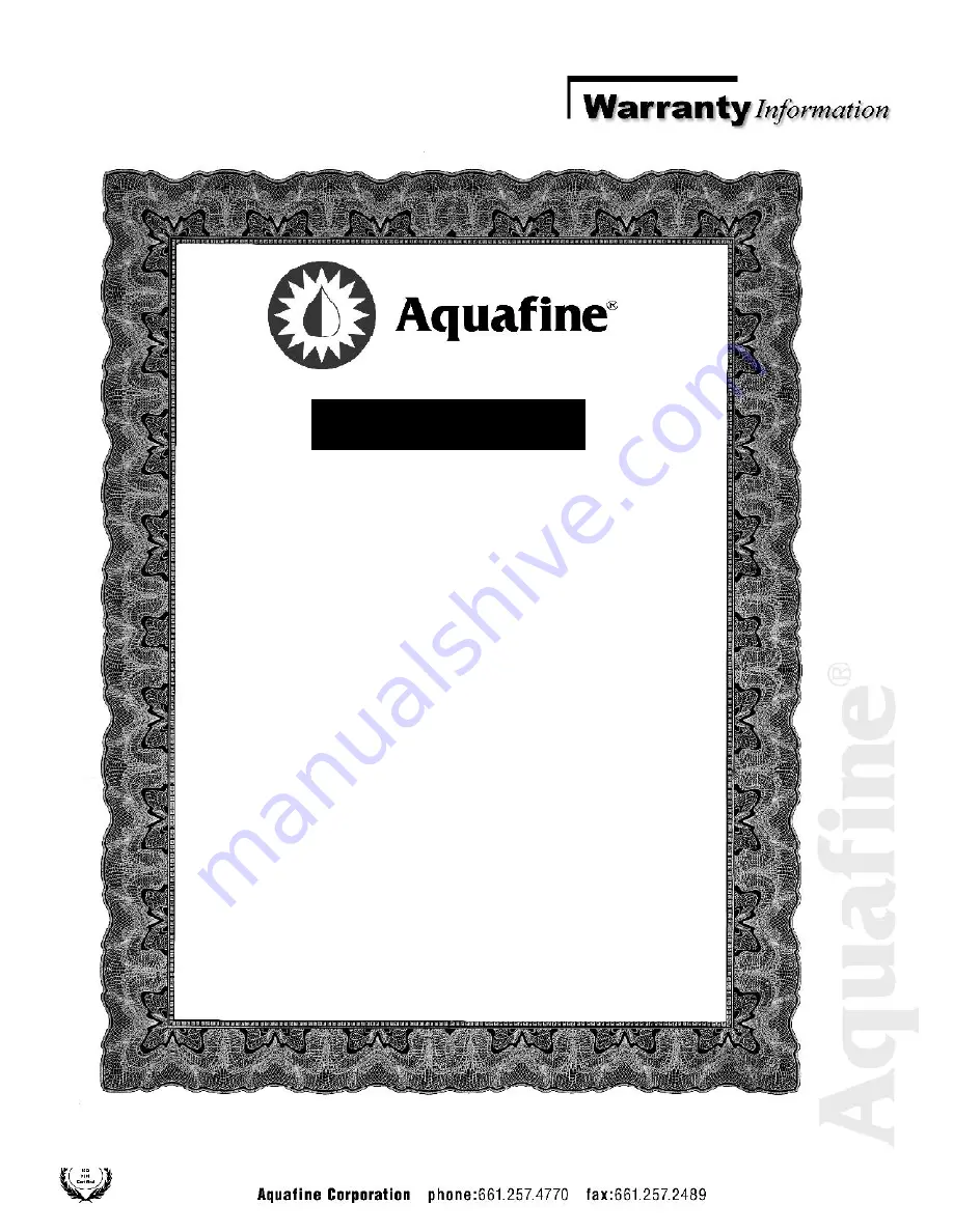 Trojan Technologies Aquafine DW Series Installation, Maintenance And Operation Manual Download Page 7