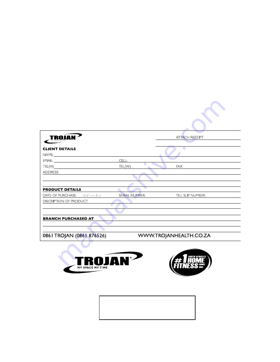 Trojan BODY CHAMP 350 Care Instructions And Assembly Manual Download Page 20