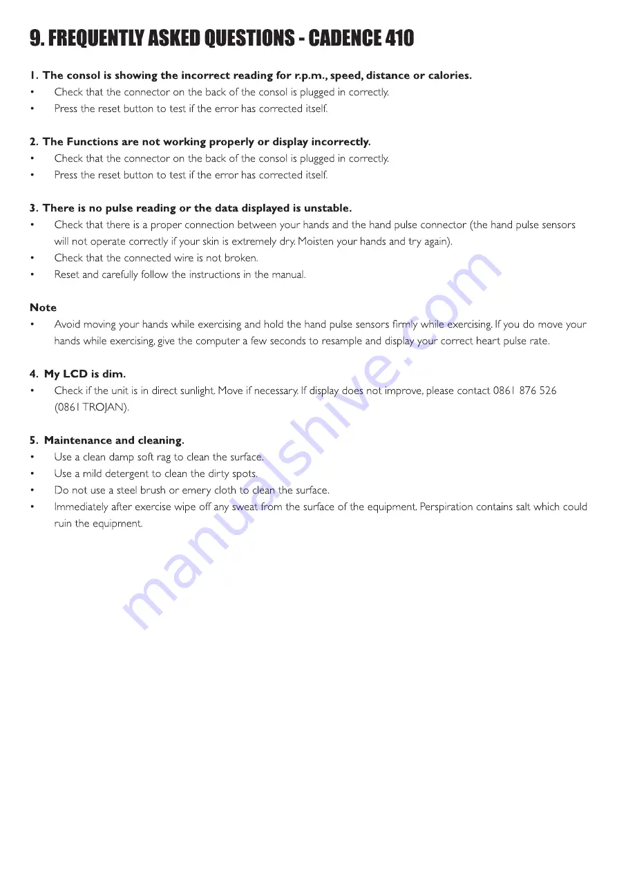 Trojan CADENCE 410 Assembly, Care And Instructions Manual Download Page 16