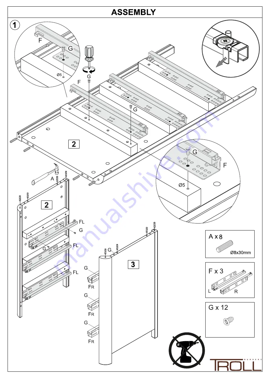 TROLL nursery SUN DRESSER Assembly Instructions Manual Download Page 3