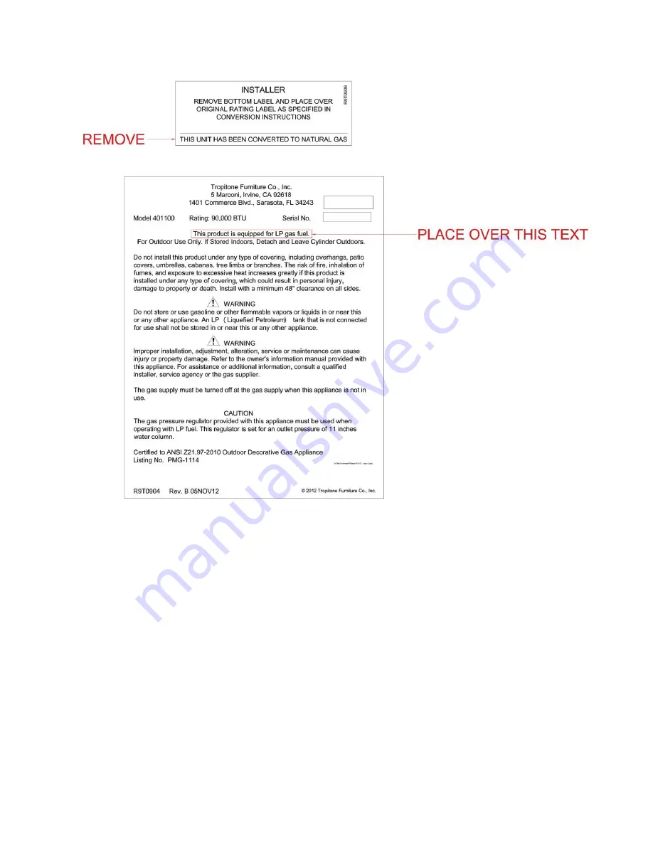 tropitone 401154FP Installation And Operating Instructions Manual Download Page 15