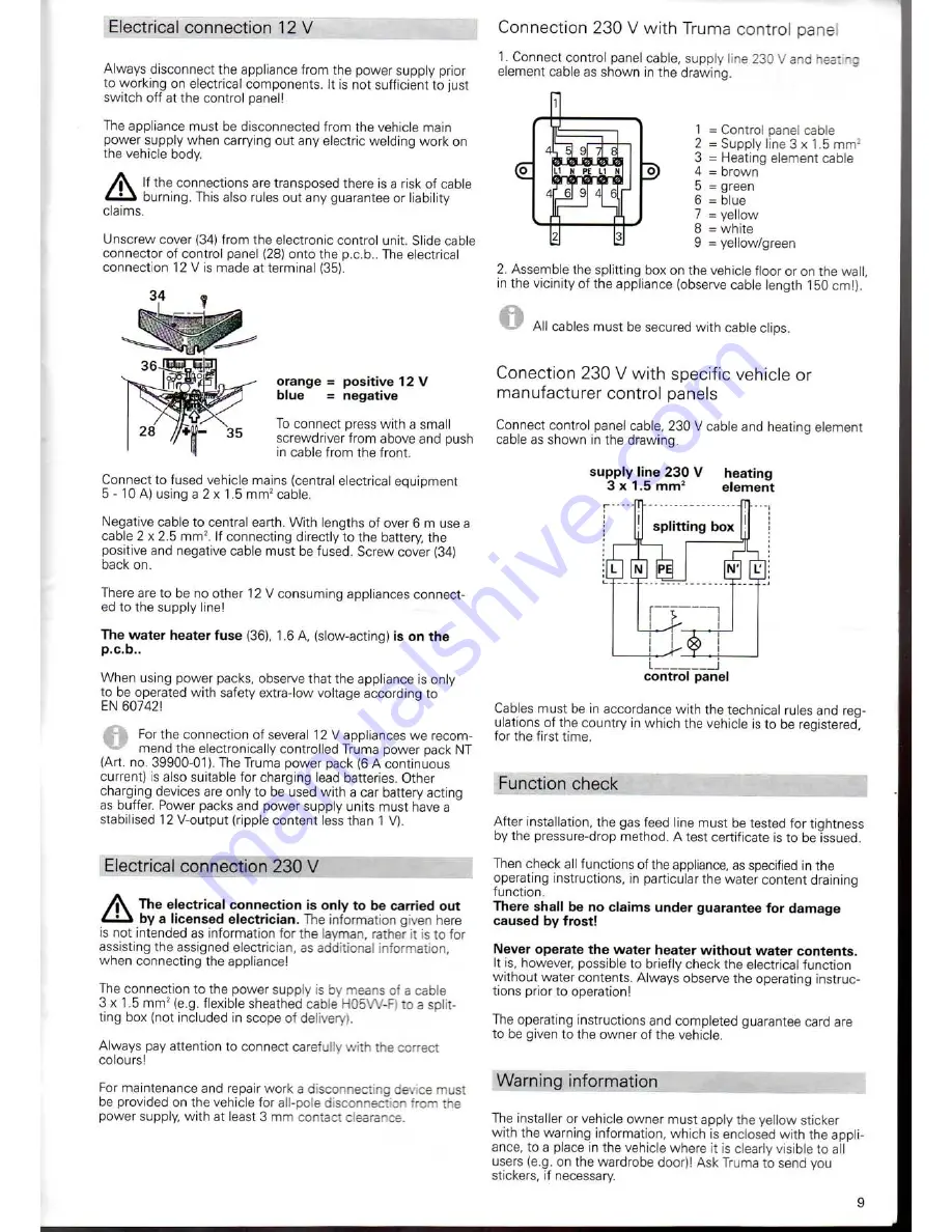 Truma Ultrastore Rapid Operating And Installation Instructions Download Page 9