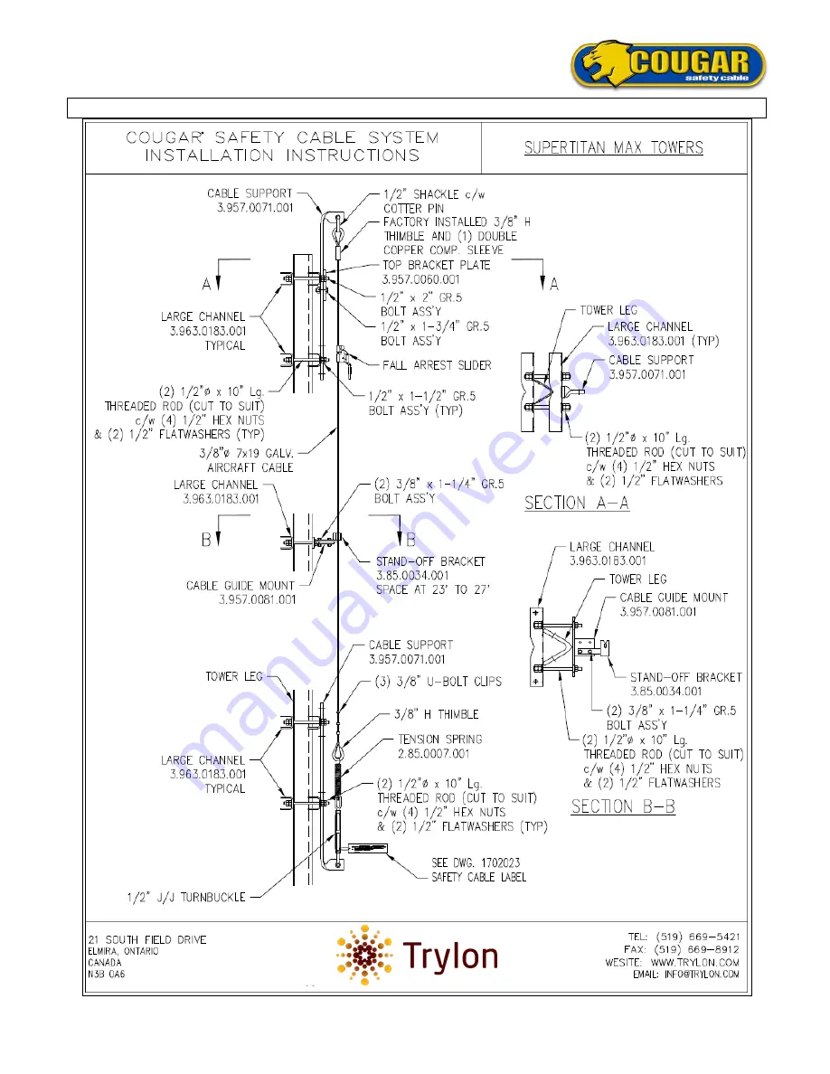 Trylon TSF COUGAR Users, Installation & Instruction Manual Download Page 19