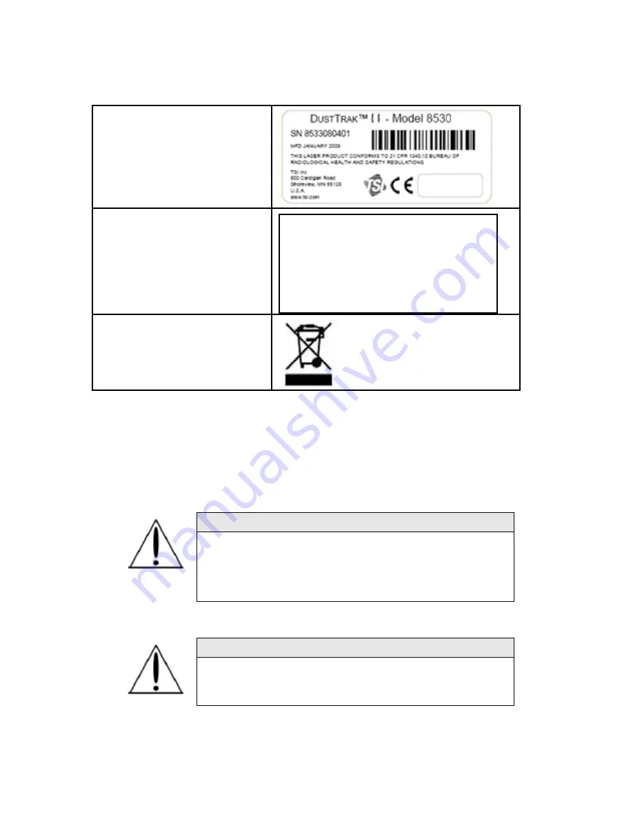 TSI Instruments DUSTTRAK 8533 Operation And Service Manual Download Page 6