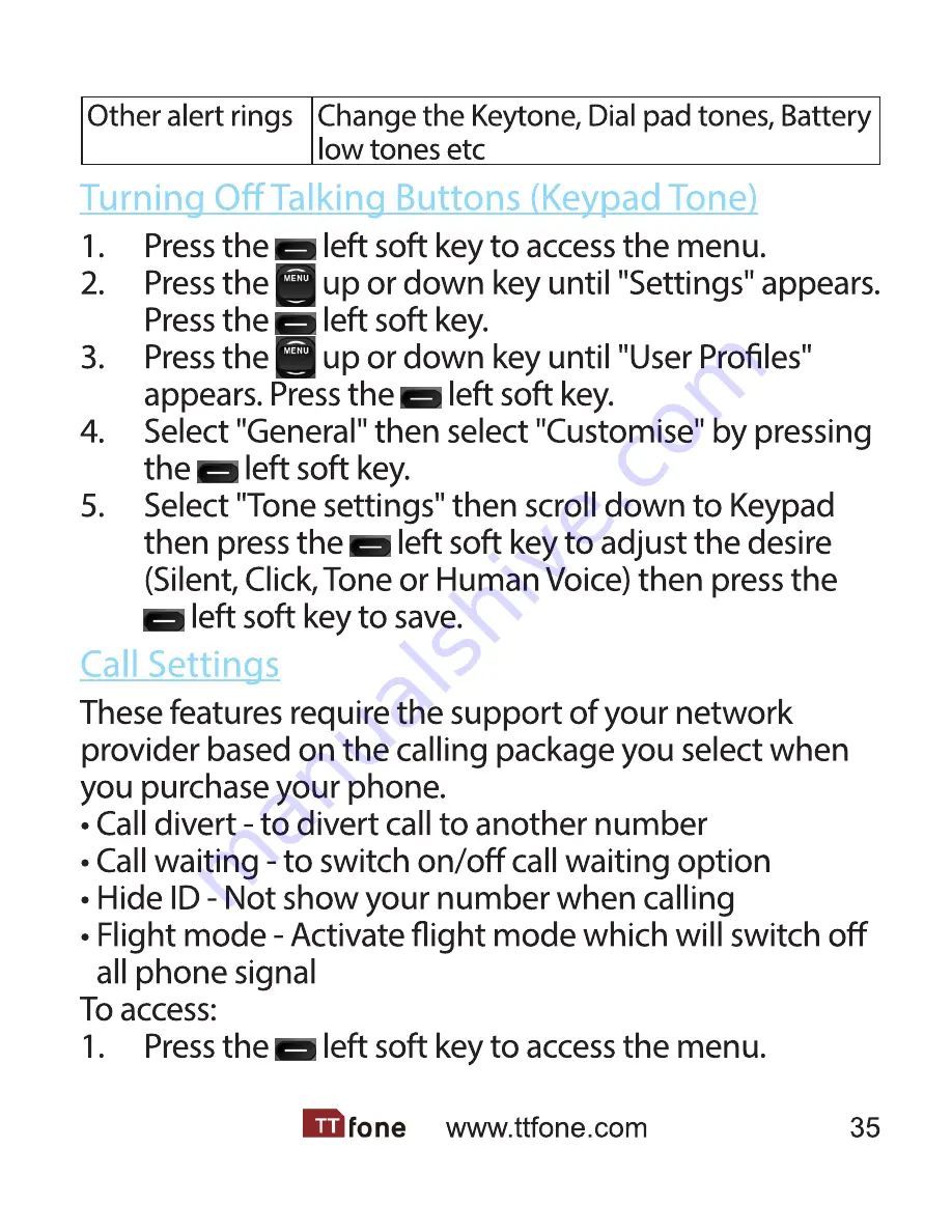 ttfone TT100 Comet User Manual Download Page 33