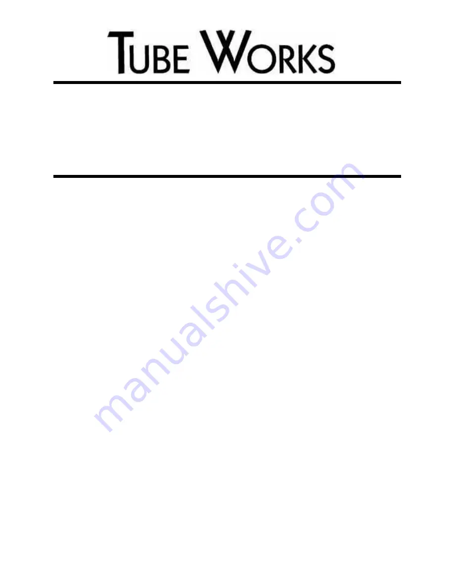 Tube Works MosValve 962 Operation Notes Download Page 1