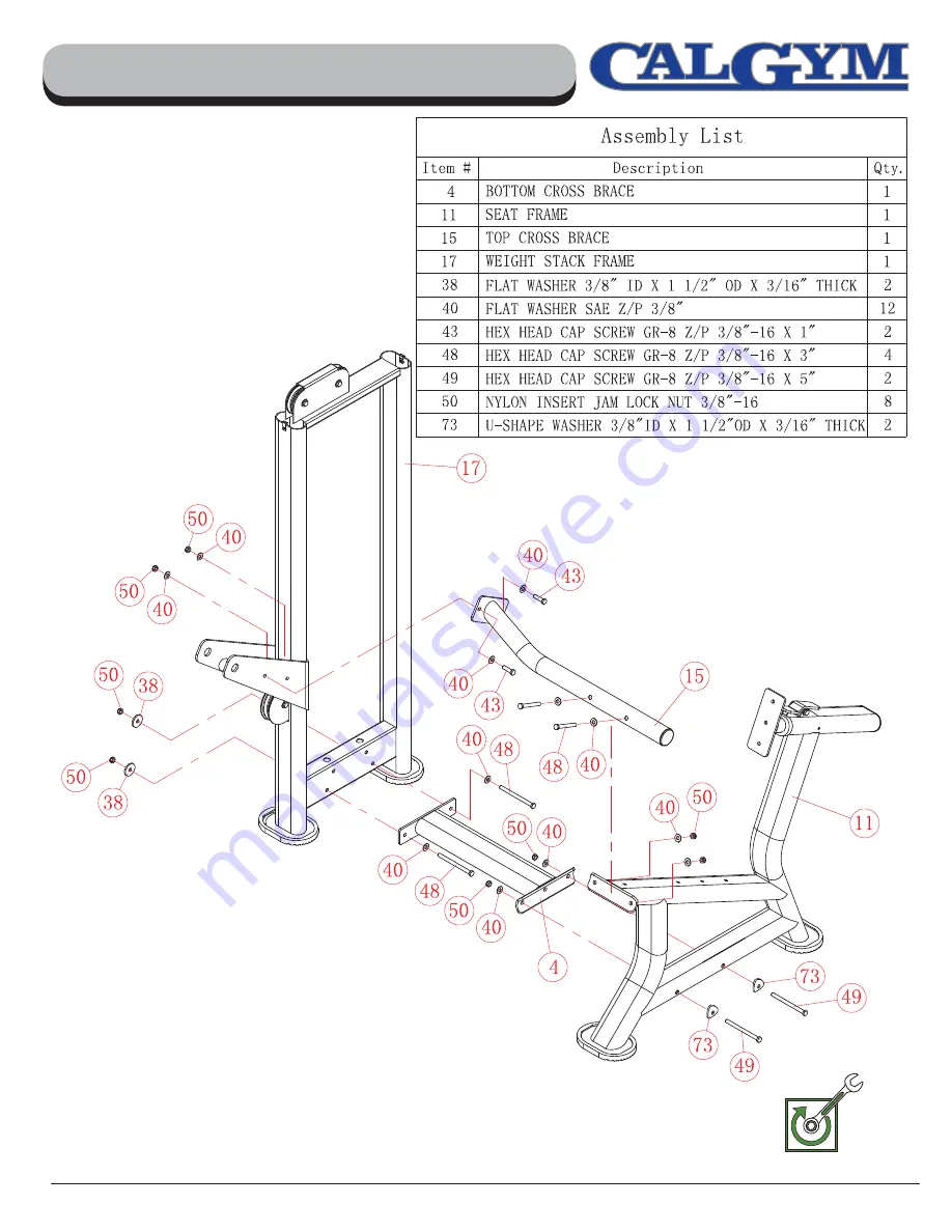 TuffStuff Calgym CG-7512 Owner'S Manual Download Page 11