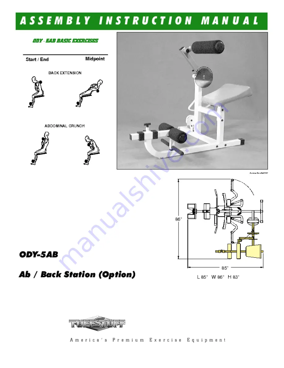 TuffStuff ODY-5AB Assembly & Instruction Manual Download Page 1