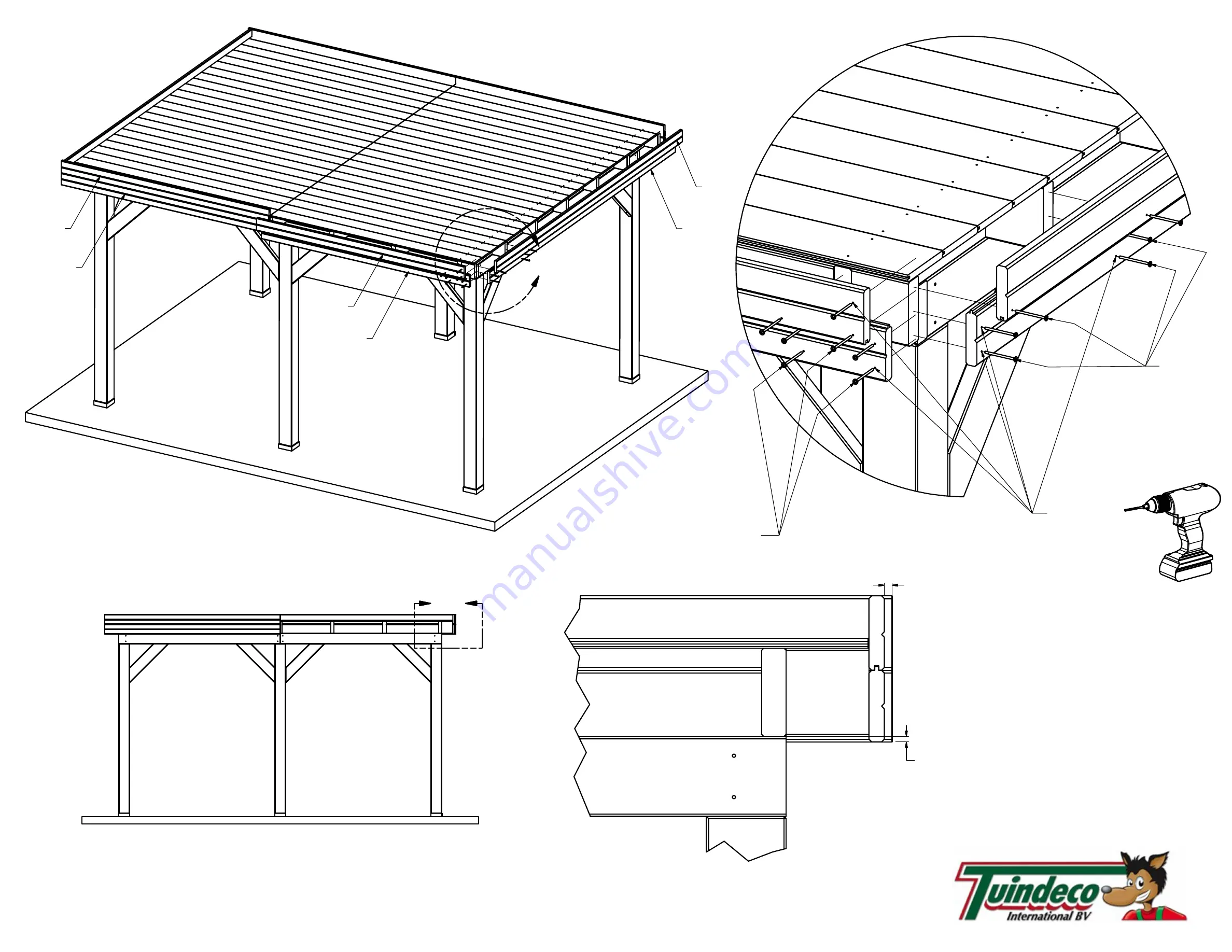 Tuindeco Platdak Oslo XL 42.7905 Assembly Instructions Manual Download Page 12